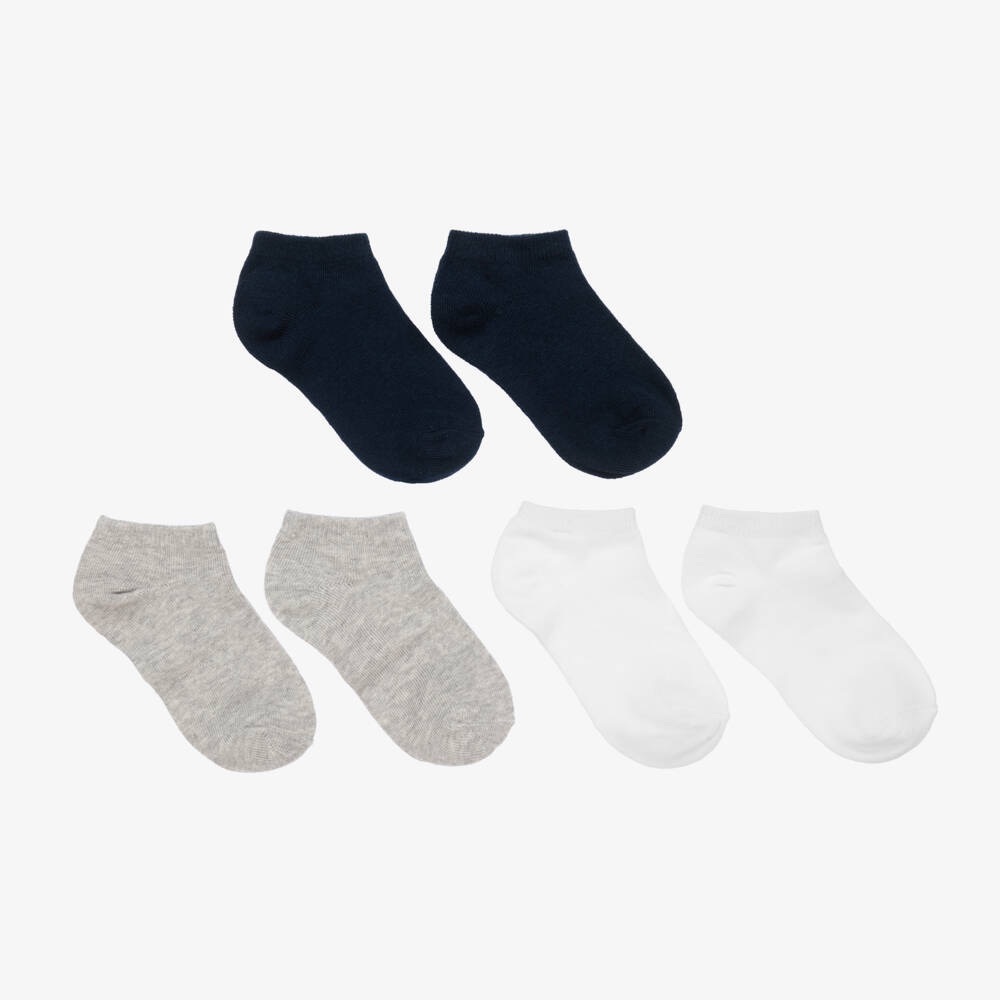 Size 12 kids Mayoral Ankle Socks Set - Navy, Gray, White